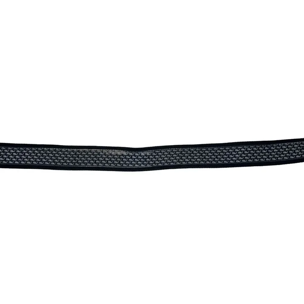 Vineyard Vines Men’s Whale Adjustable Belt Logo Silk Leather Blue Brown Sz 30